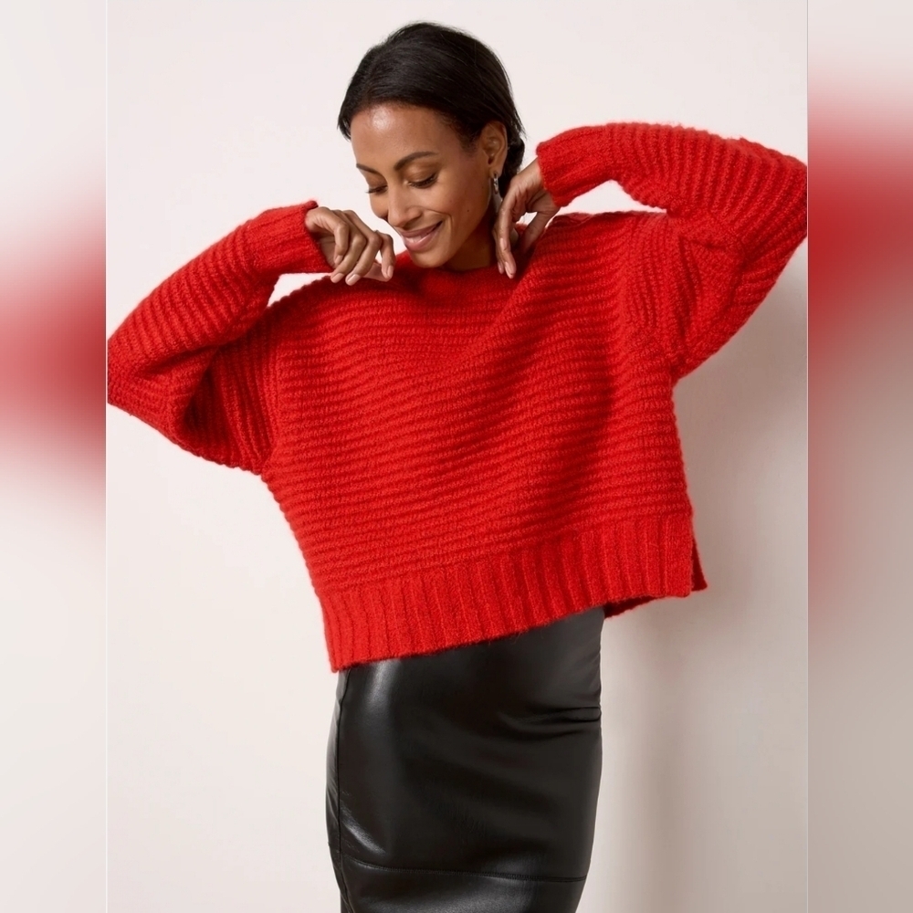 Pistola Adina Alpaca Blend Red Rouge Cropped Sweater Size Small